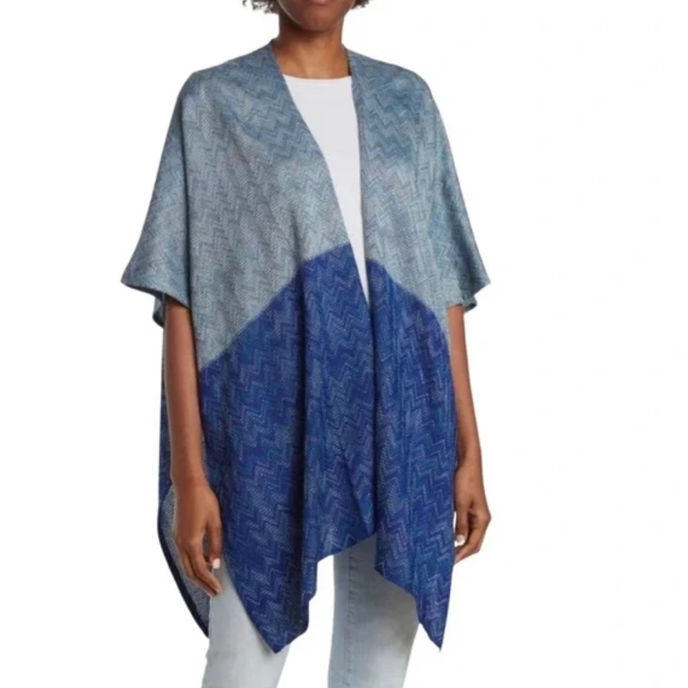 Vince Camuto Blue and Gray Short Sleeve Kimono Cardigan One Size NWOT
